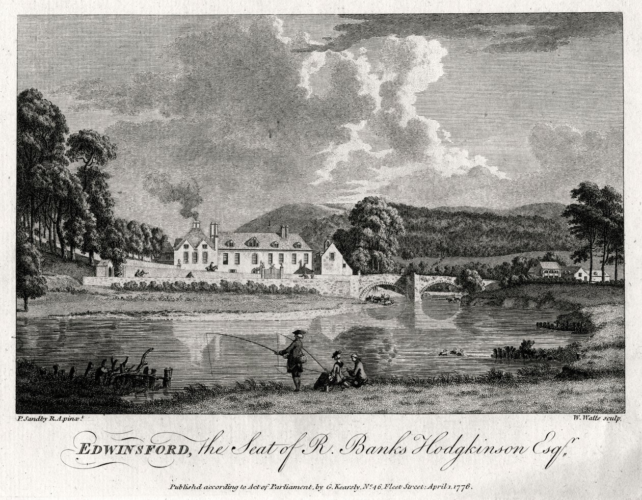 Edwinsford, siedziba R Banks Hodgkinson Esq, Carmarthenshire, 1776 autorstwa William Watts