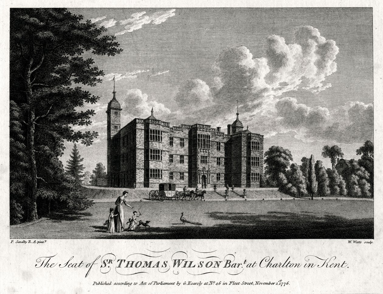 Siedziba Sir Thomasa Wilsona Barta w Charlton w hrabstwie Kent, 1776 r autorstwa William Watts