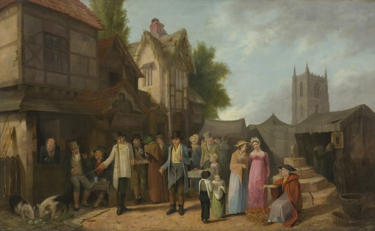 Scena przed karczmą, być może w Long Ashton, Bristol, c.1824 (olej na panelu) autorstwa William West