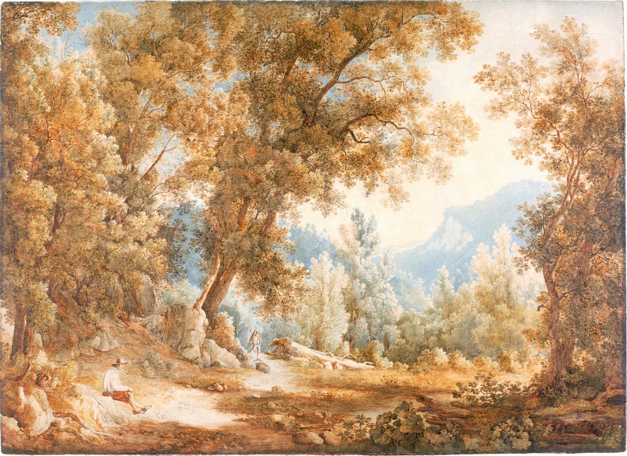 Pejzaż z postaciami, ok. 1807-1820 (akwarela) autorstwa William Westall