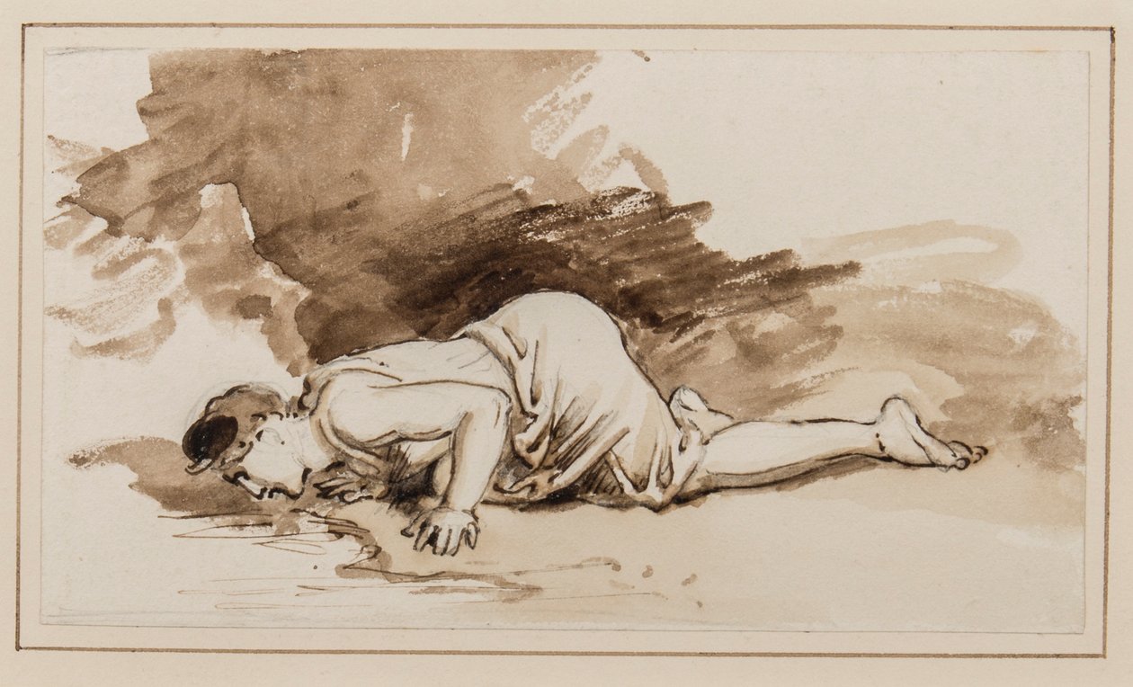 Narcyz (pióro, pędzel i tusz na papierze) autorstwa William Westall