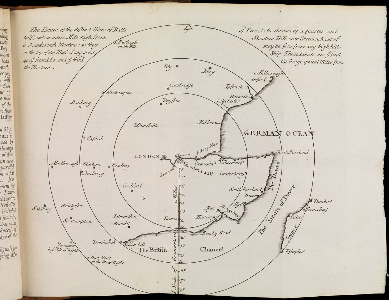 Mapa południowo-wschodniej Anglii autorstwa William Whiston