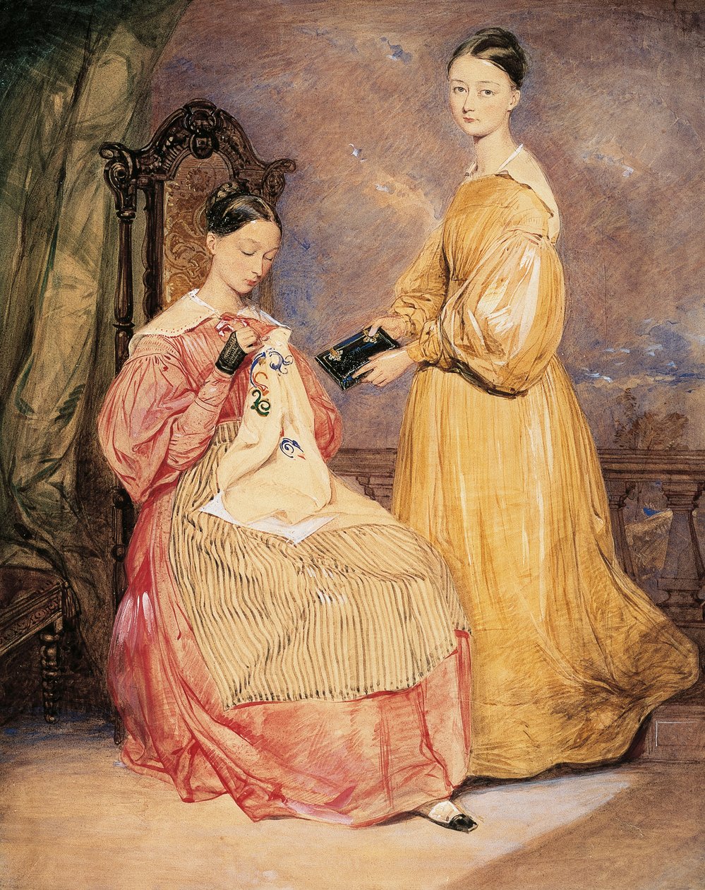 Portret Florence Nightingale (1820-1910) z siostrą Frances Parthenope, akwarela William White Warren (1832-1911 lub 1912) autorstwa William White (attr. to) Warren