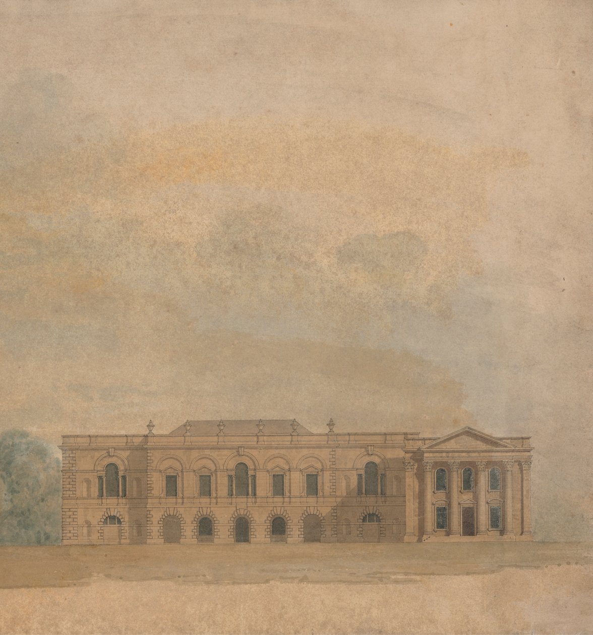 Elewacja proponowanego projektu dla Cambridge Colleges autorstwa William Wilkins