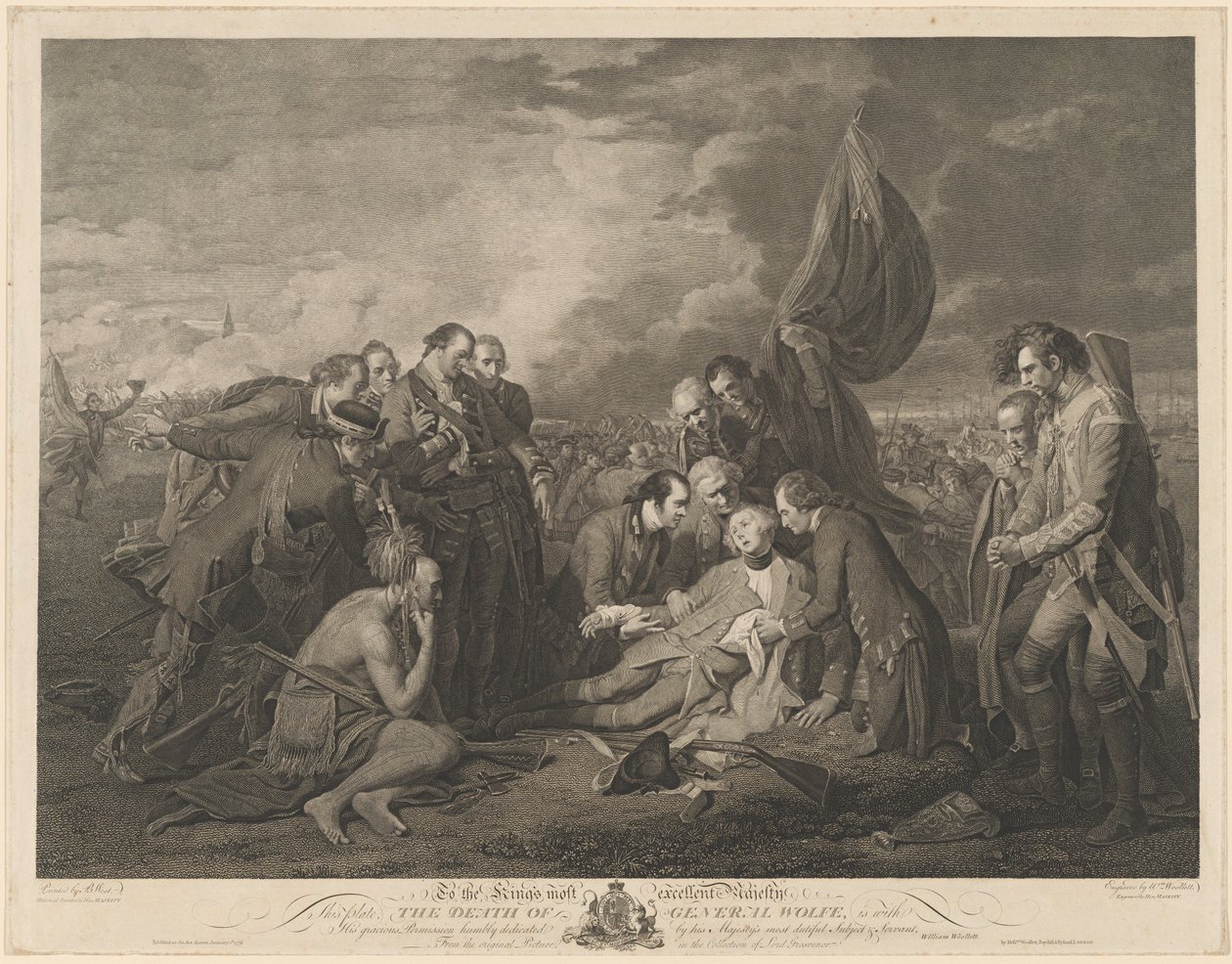 Śmierć generała Wolfe autorstwa William Woollett after Benjamin West