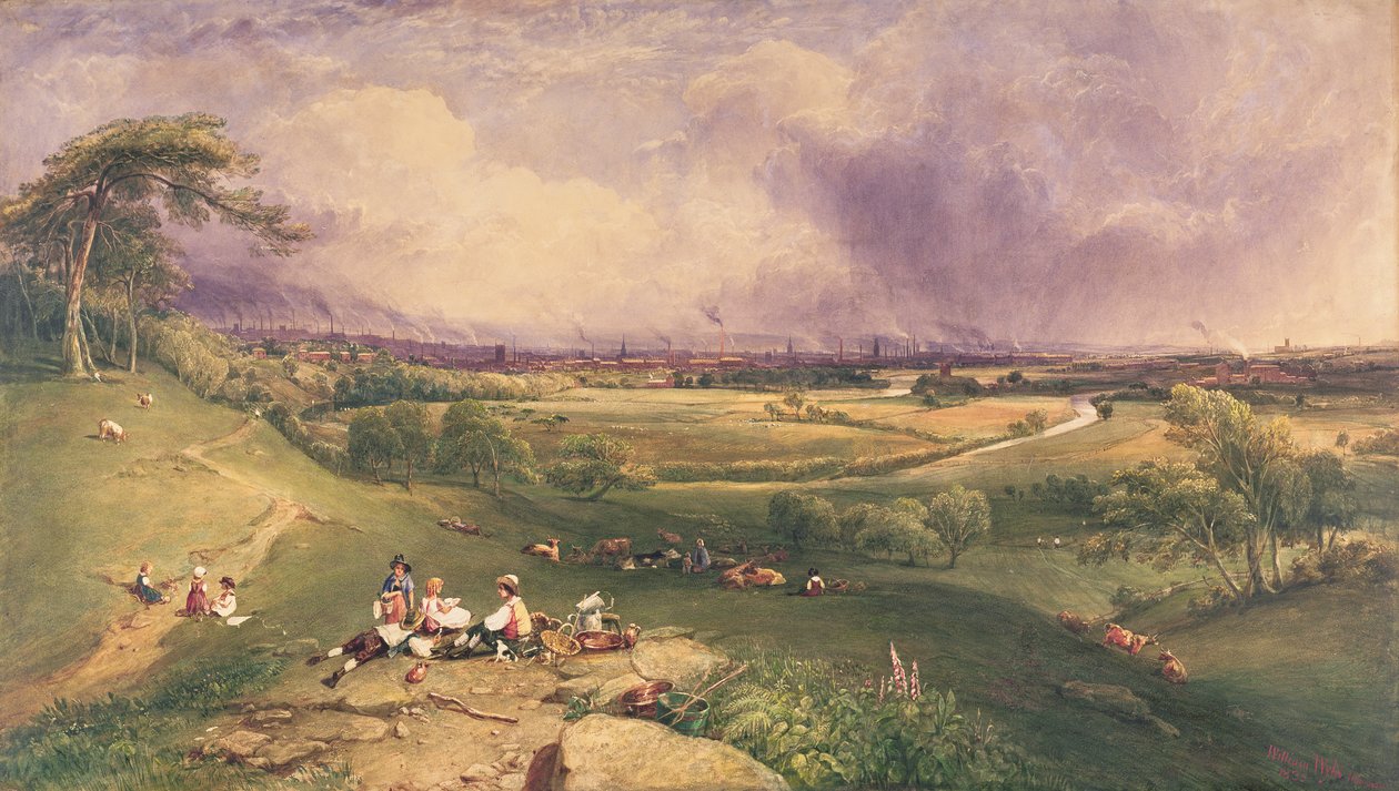 Manchester z klifu, Higher Broughton (akwarela na papierze) autorstwa William Wyld