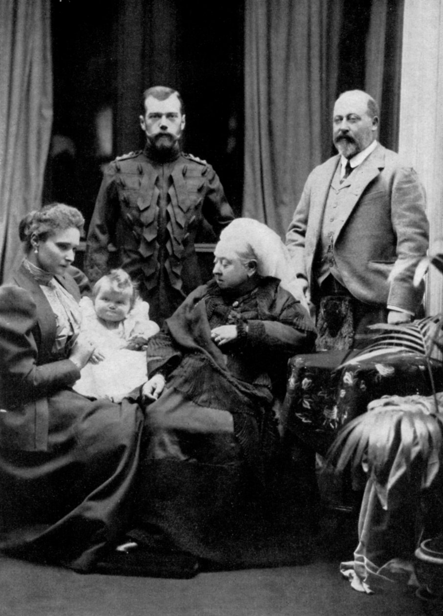 Rosyjskie i brytyjskie rodziny królewskie w Balmoral, Szkocja, 29 września 1896 1964 autorstwa William and Daniel Downey