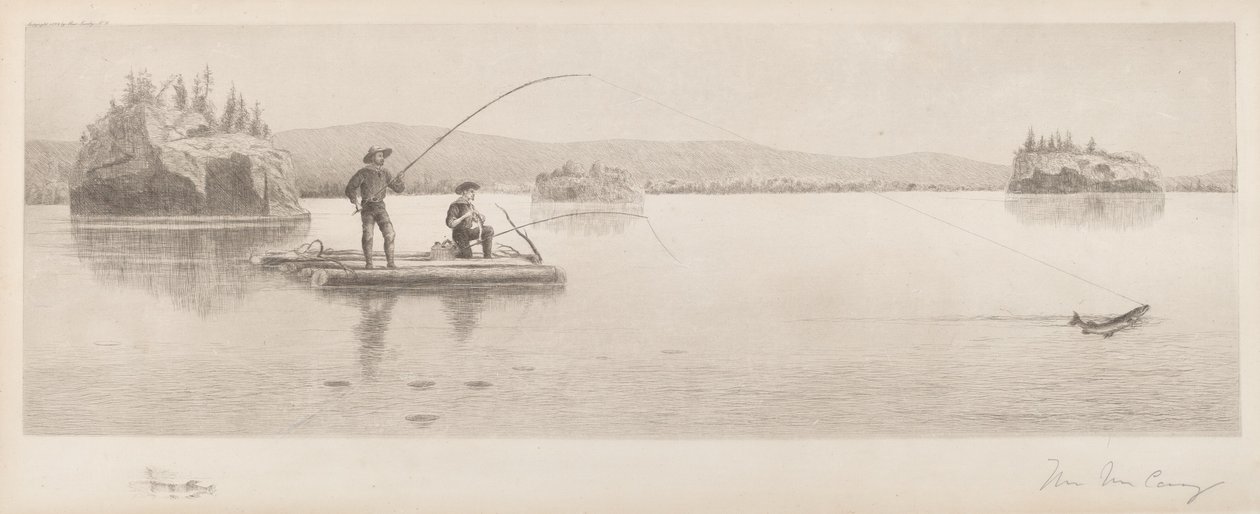 Bez tytułu (łowienie na tratwie z bali) autorstwa William de la Montagne Cary