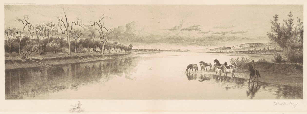Bez tytułu (obóz rdzennych Amerykanów) autorstwa William de la Montagne Cary