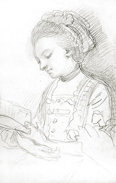 Kobieta czytająca (węgiel na papierze) autorstwa William of Bath Hoare