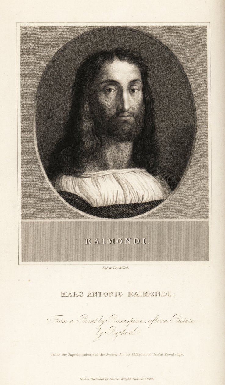 Portret Marcantonio Raimondi, włoskiego rytownika, ok. 1470-1534 autorstwa William the Younger Holl