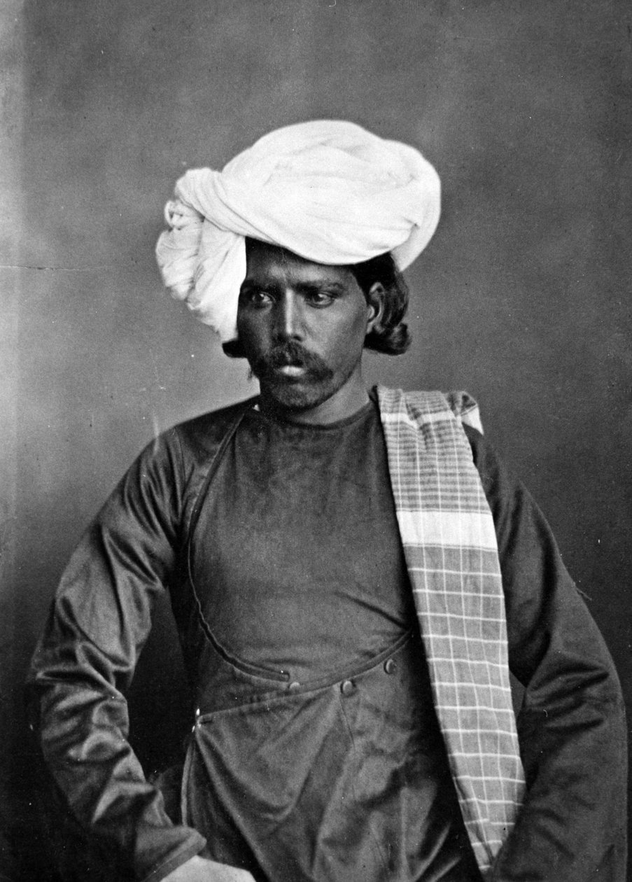 Portret mężczyzny, z „Kostiumy i ludzie Indii”, ok. 1860 r. autorstwa Willoughby Wallace Hooper