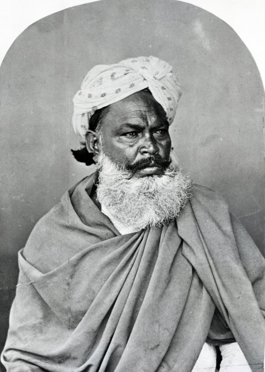Portret mężczyzny z Indii, z „Kostiumy i ludzie Indii”, ok. 1860 r. autorstwa Willoughby Wallace Hooper