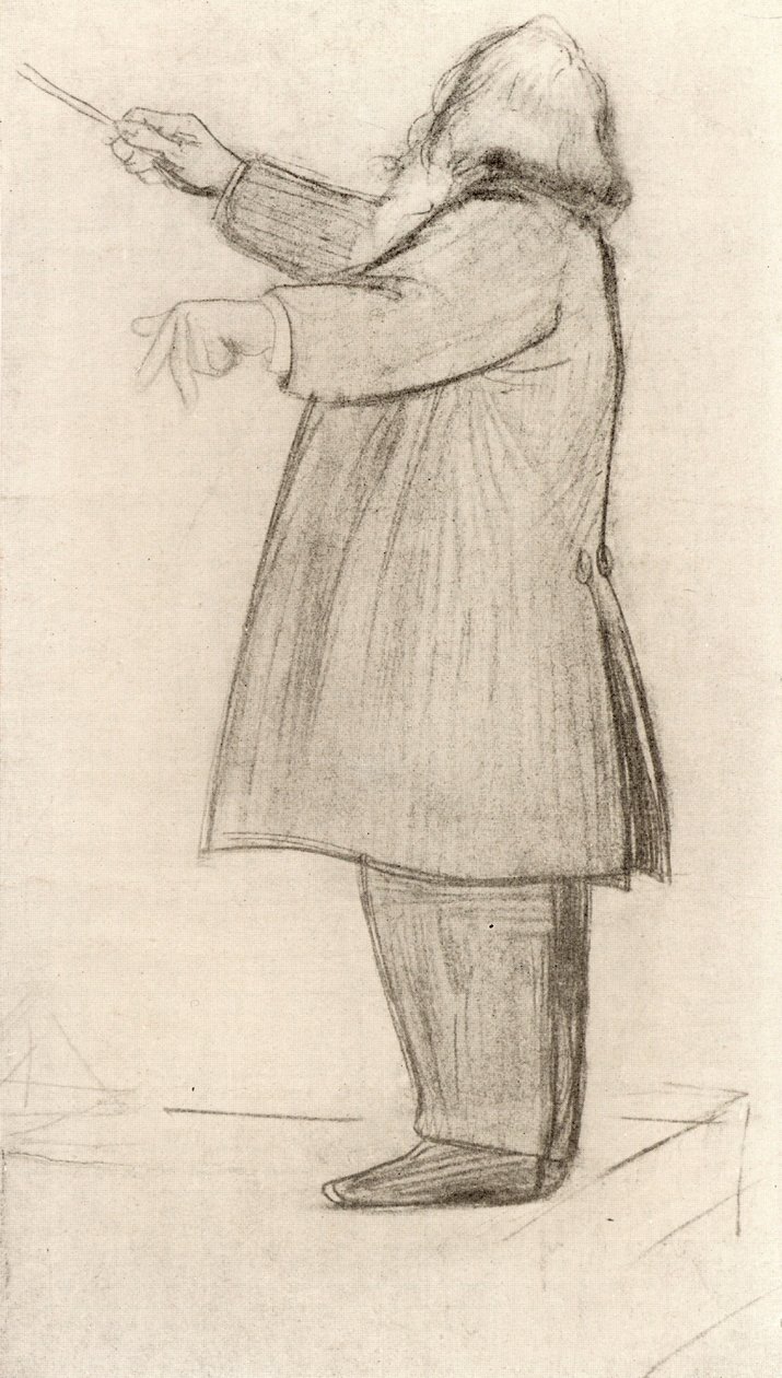 Johannes Brahms (1833-1897) Niemiecki kompozytor, dyrygent (rysunek) autorstwa Willy von Beckerath
