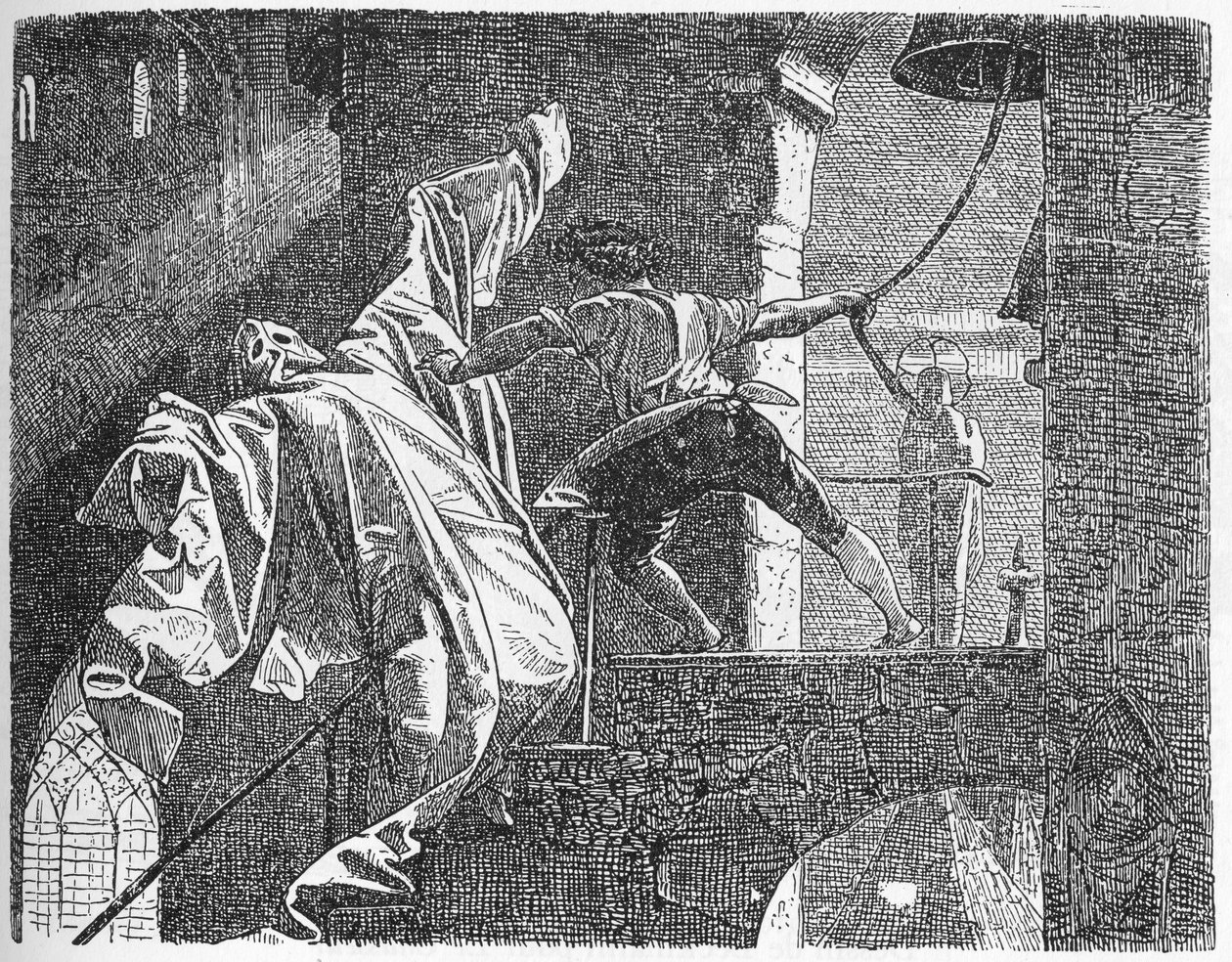 „Historia młodzieży, która wyszła, aby dowiedzieć się, czym był strach” (drzewryt) autorstwa Willy von Beckerath