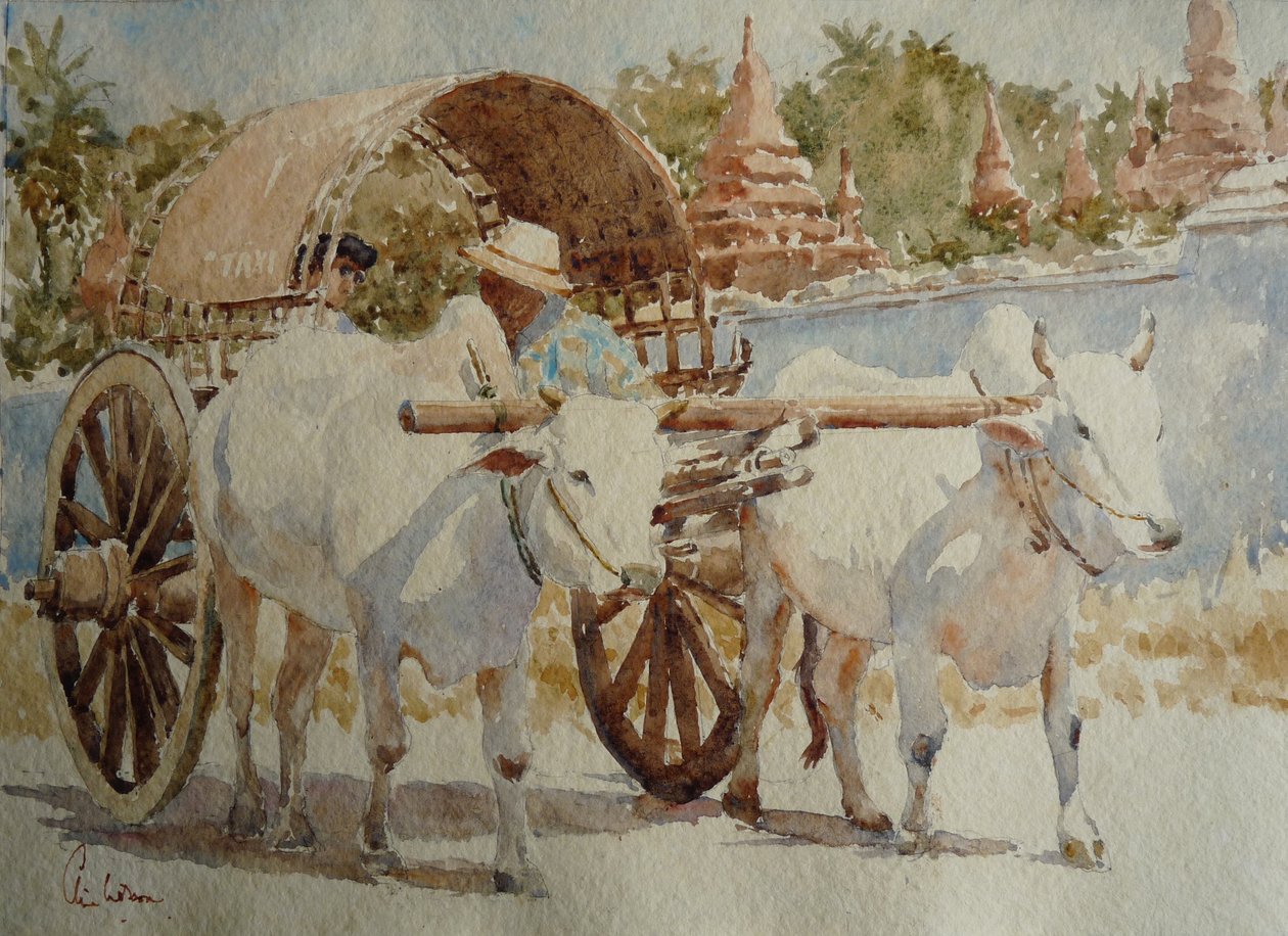 934 Taksówka z wózkiem Bullock wokół świątyń autorstwa Wilson Clive