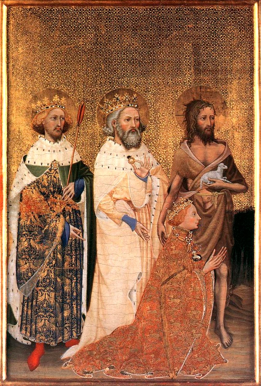 Ryszard II z Anglii ze swoimi świętymi patronami, między 1395 a 1399. autorstwa Wilton Master