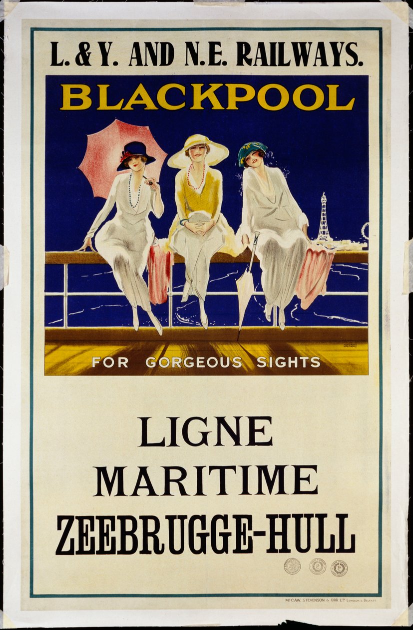 Blackpool, L.&Y. i NE Koleje, ok. 1930 (litografia w kolorach) autorstwa Wilton Williams