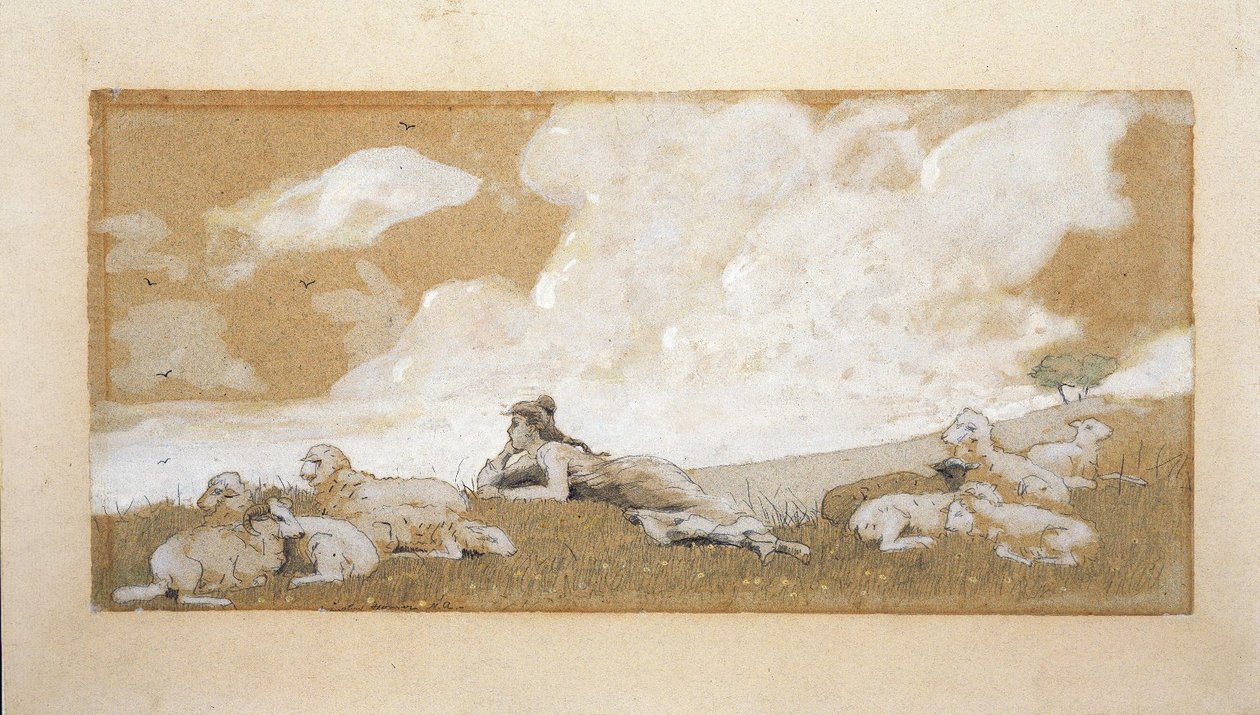 Dziewczyna i owce autorstwa Winslow Homer
