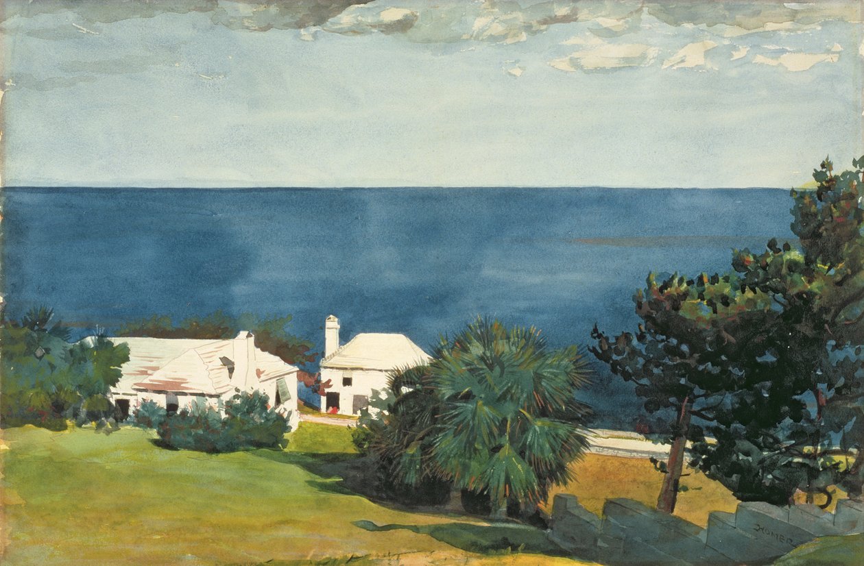 Brzeg na Bermudach, ok. 1899 (wc nad ołówkiem na papierze) autorstwa Winslow Homer
