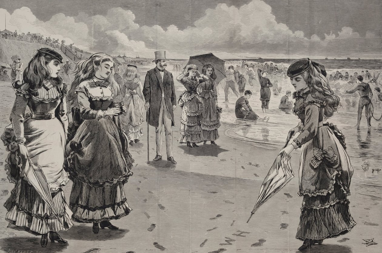 The Beach at Long Branch, opublikowana jako dodatek artystyczny do Appletons Journal, 21 sierpnia 1869 r autorstwa Winslow Homer