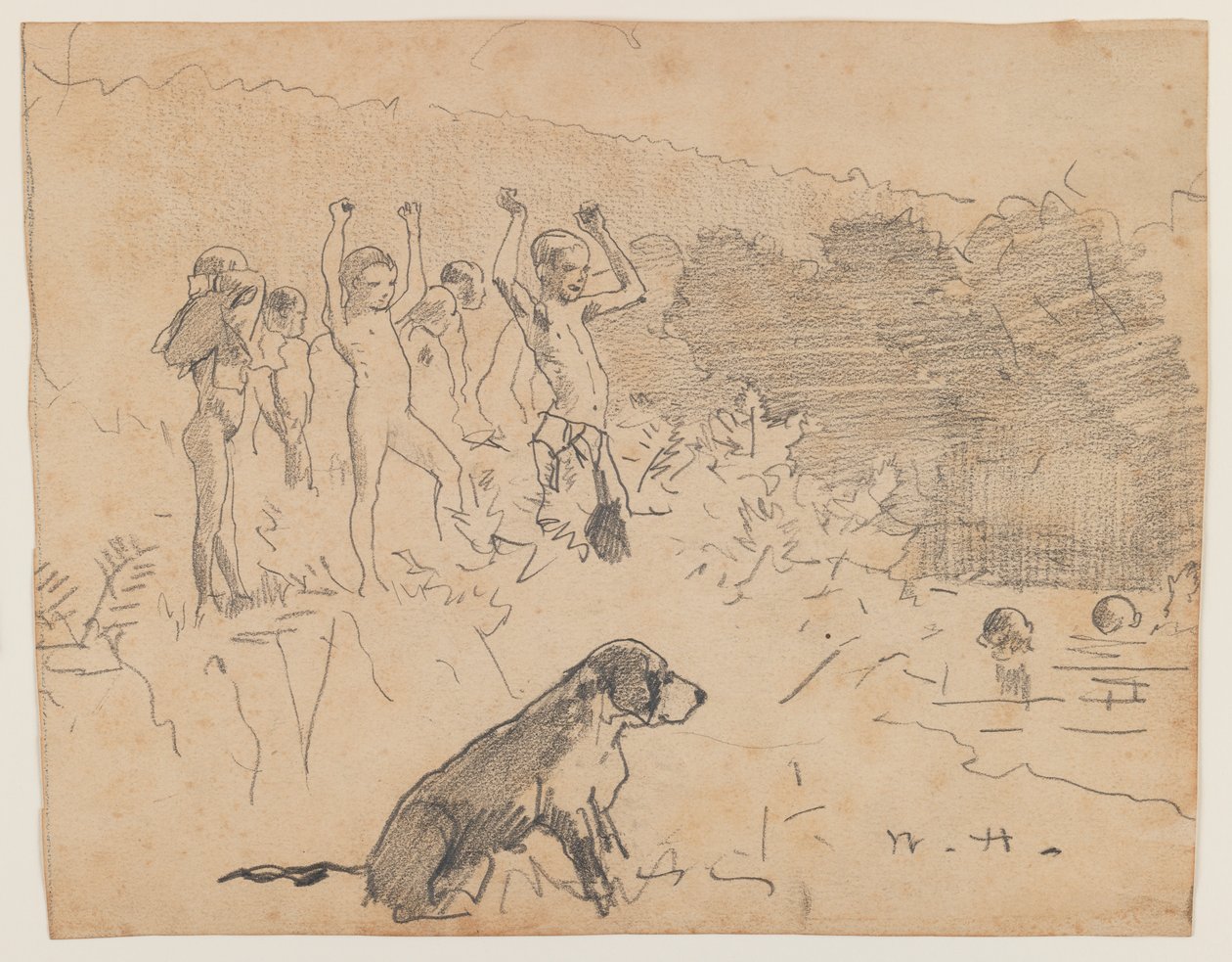 Otwór do pływania (grafit na papierze) autorstwa Winslow Homer
