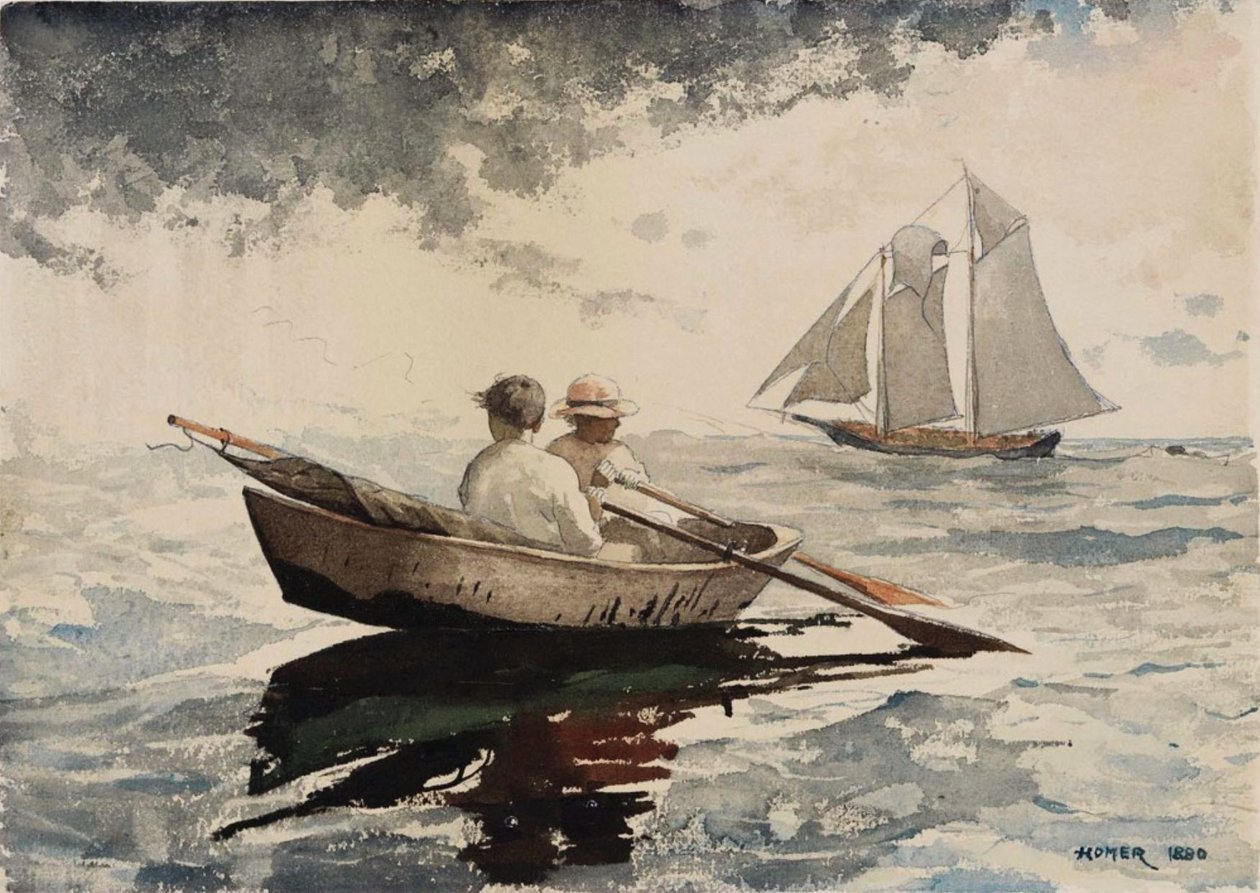 Dwóch chłopców wiosłujących, Gloucester autorstwa Winslow Homer