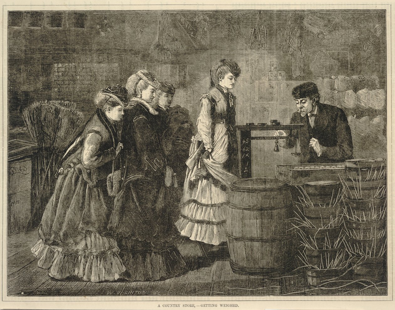 Wiejski sklep - ważenie, od Every Saturday: A Journal of Choice Reading, 25 marca 1871 r. autorstwa Winslow Homer