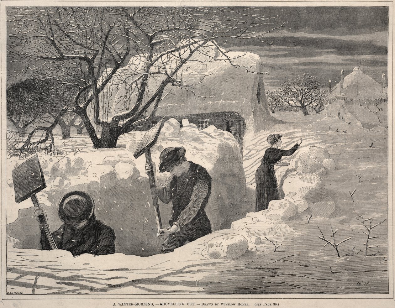 Zimowy poranek - odśnieżanie, 1871. autorstwa Winslow Homer