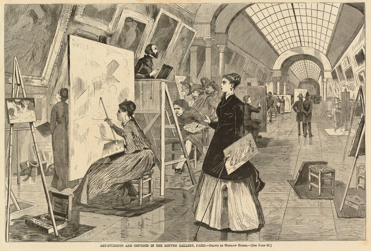 Art-Students i Kopiści w Galerii Luwr w Paryżu, publikacja 1868. autorstwa Winslow Homer