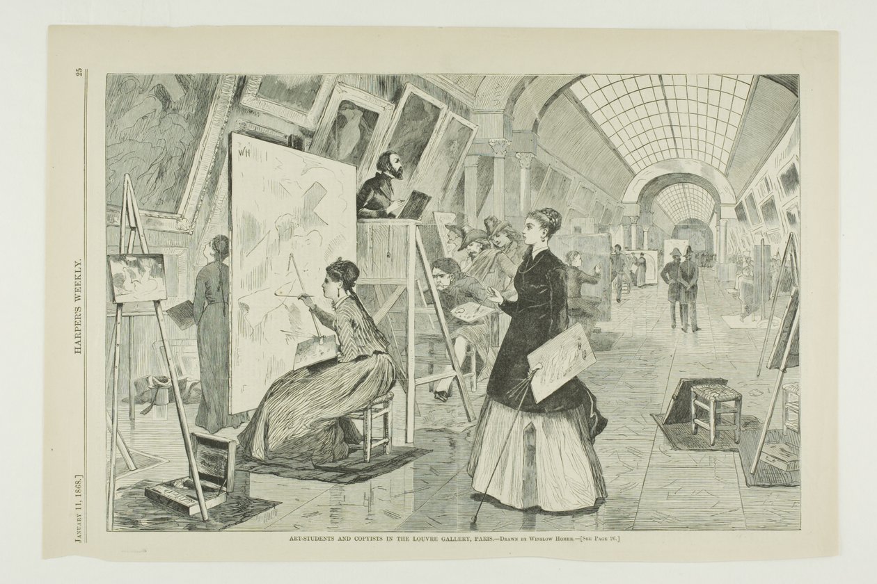 Studenci sztuki i kopiści w Galerii Luwru w Paryżu autorstwa Winslow Homer