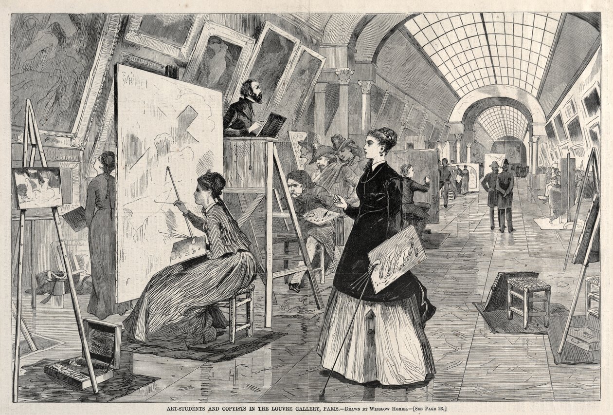Studenci sztuki i kopisty w Galerii Luwru w Paryżu autorstwa Winslow Homer