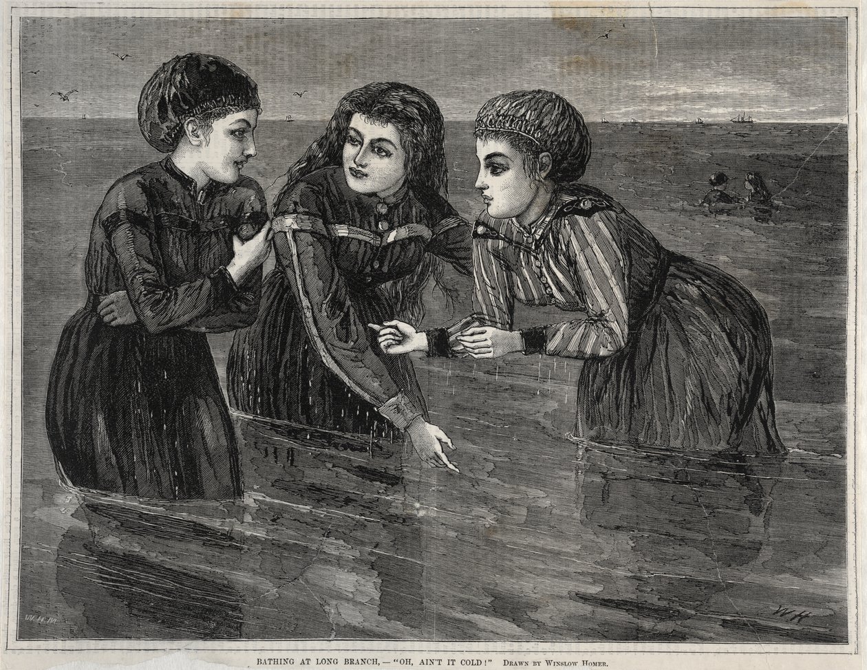 Kąpiel w Long Branch – „O rany, ależ tu zimno!” autorstwa Winslow Homer