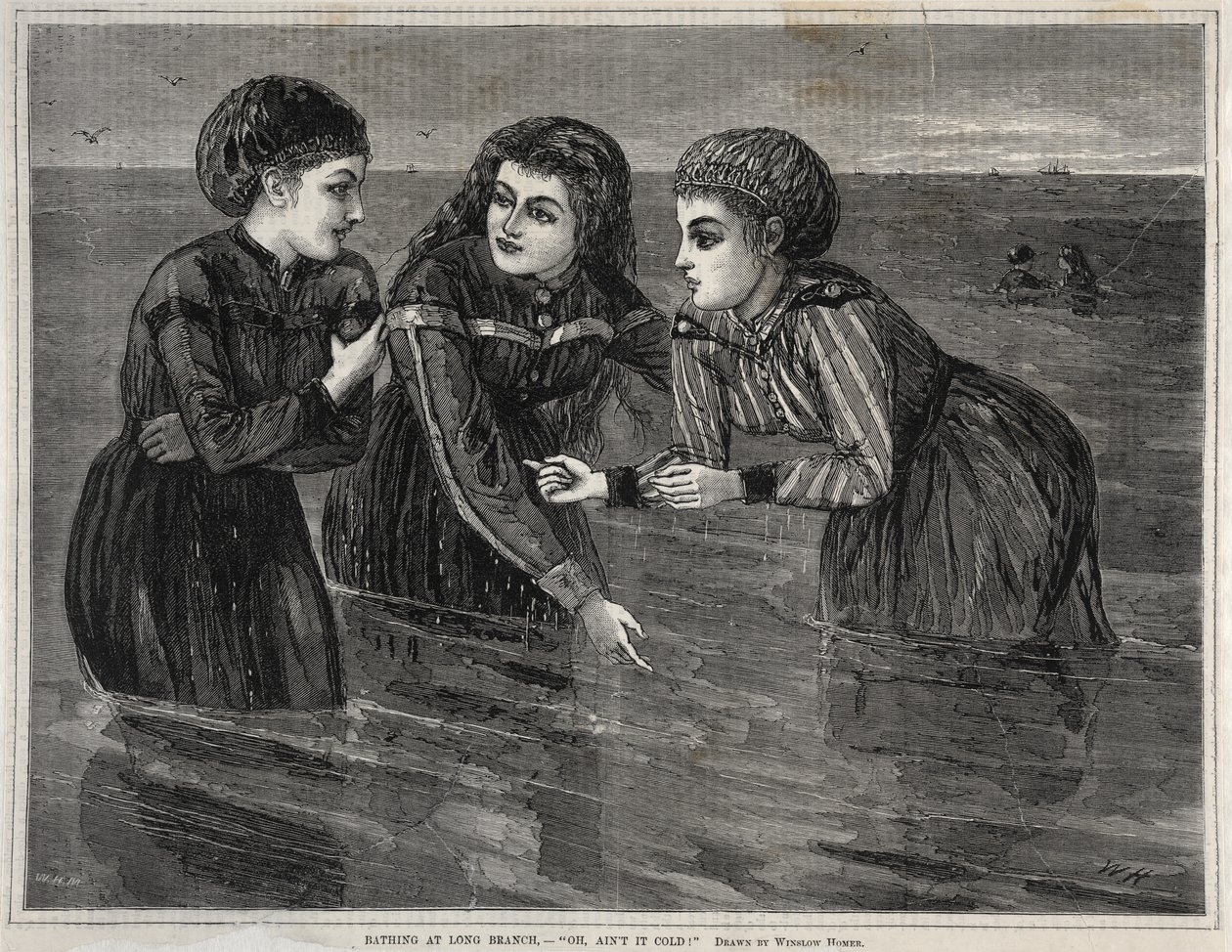 Kąpiel w Long Branch, - Och, nie jest zimno!, 1871. autorstwa Winslow Homer