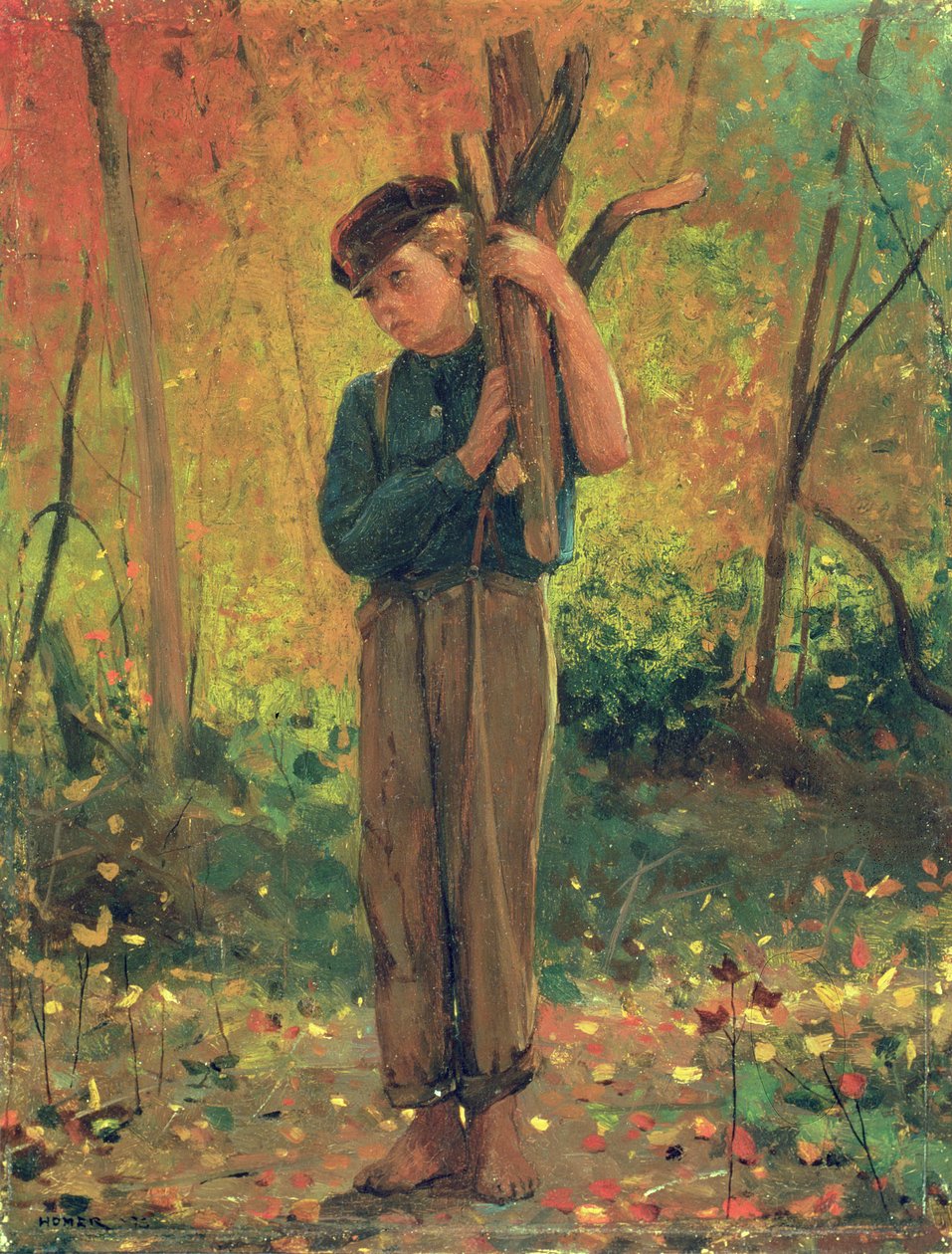 Chłopiec trzymający kłody, 1873 autorstwa Winslow Homer