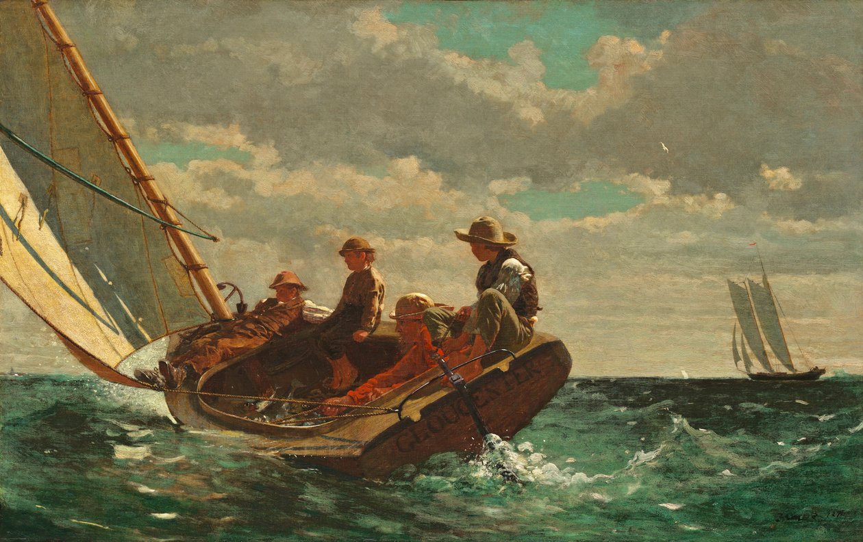 Breezing Up (pogodny wiatr) 1873-76 autorstwa Winslow Homer