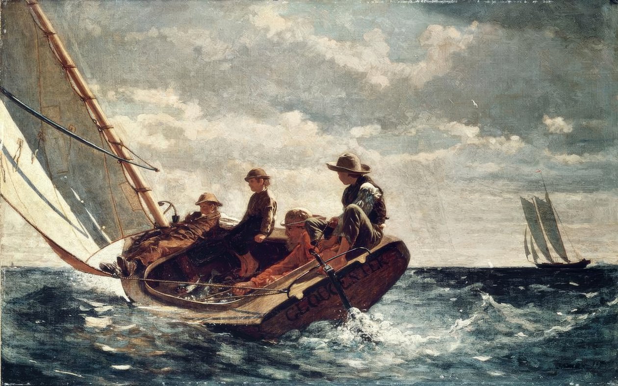 Wiejący wiatr (Breezing Up (A Fair Wind)) - 1876 - 61,5 × 97 cm - olej na płótnie autorstwa Winslow Homer