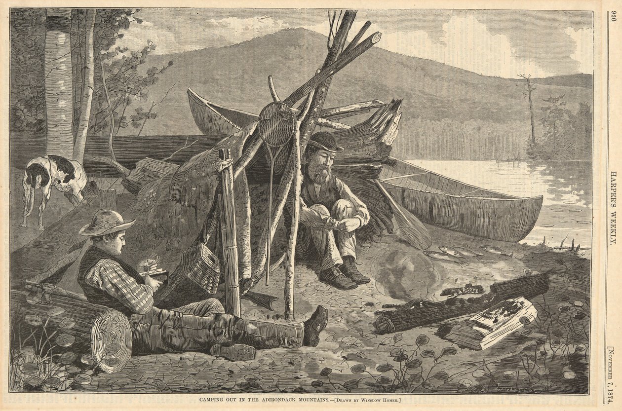 Kemping w górach Adirondack, z Harper autorstwa Winslow Homer