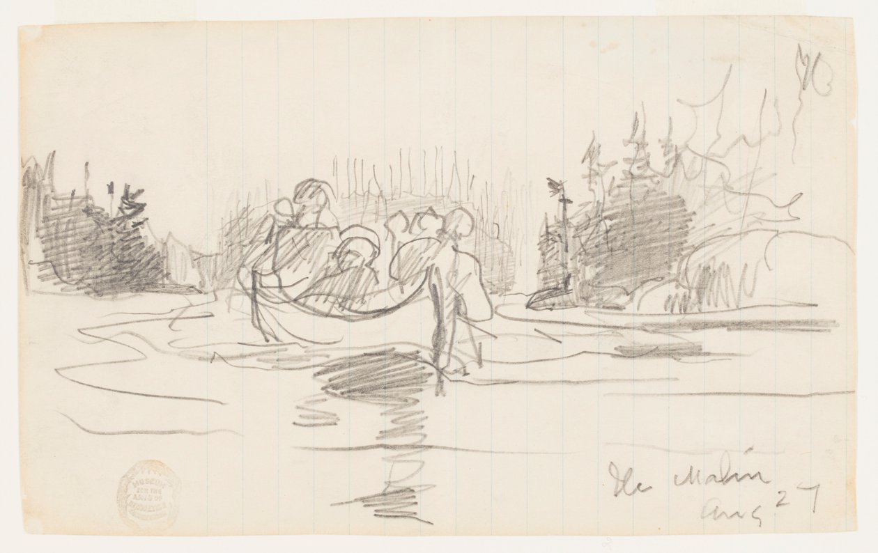Kajak z trzema mężczyznami, Ile Maligne, Quebec autorstwa Winslow Homer