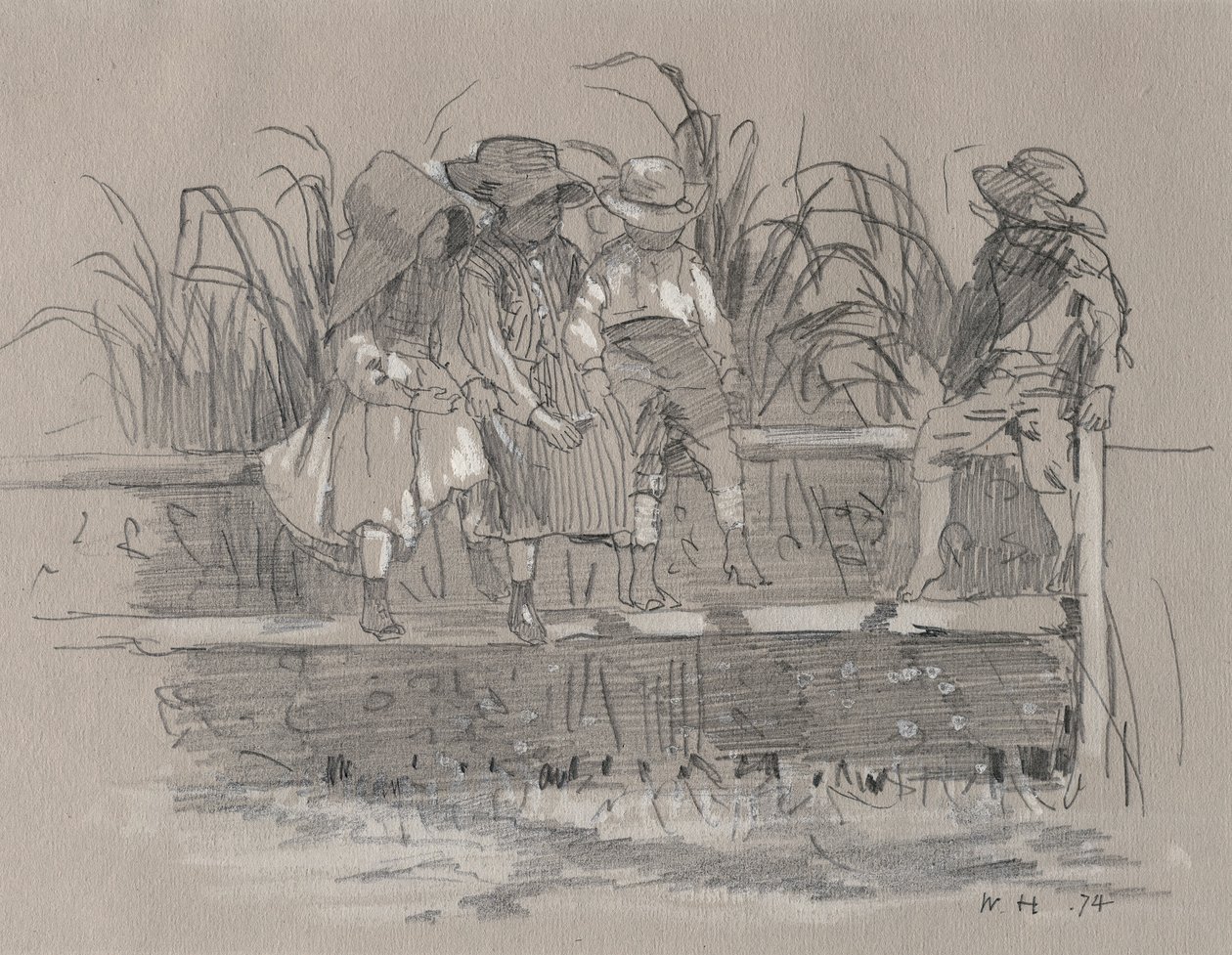 Dzieci siedzące na płocie autorstwa Winslow Homer