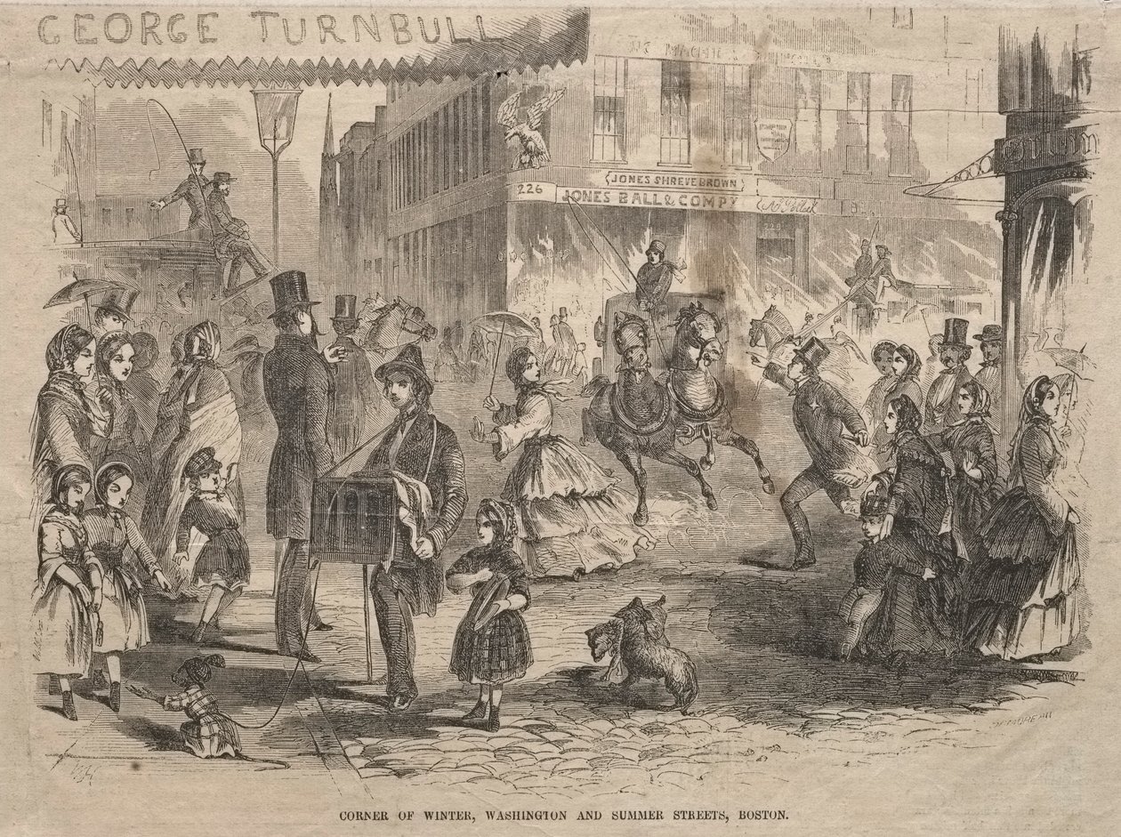 Corner Winter, Washington and Summer Streets, Boston, 1857. autorstwa Winslow Homer