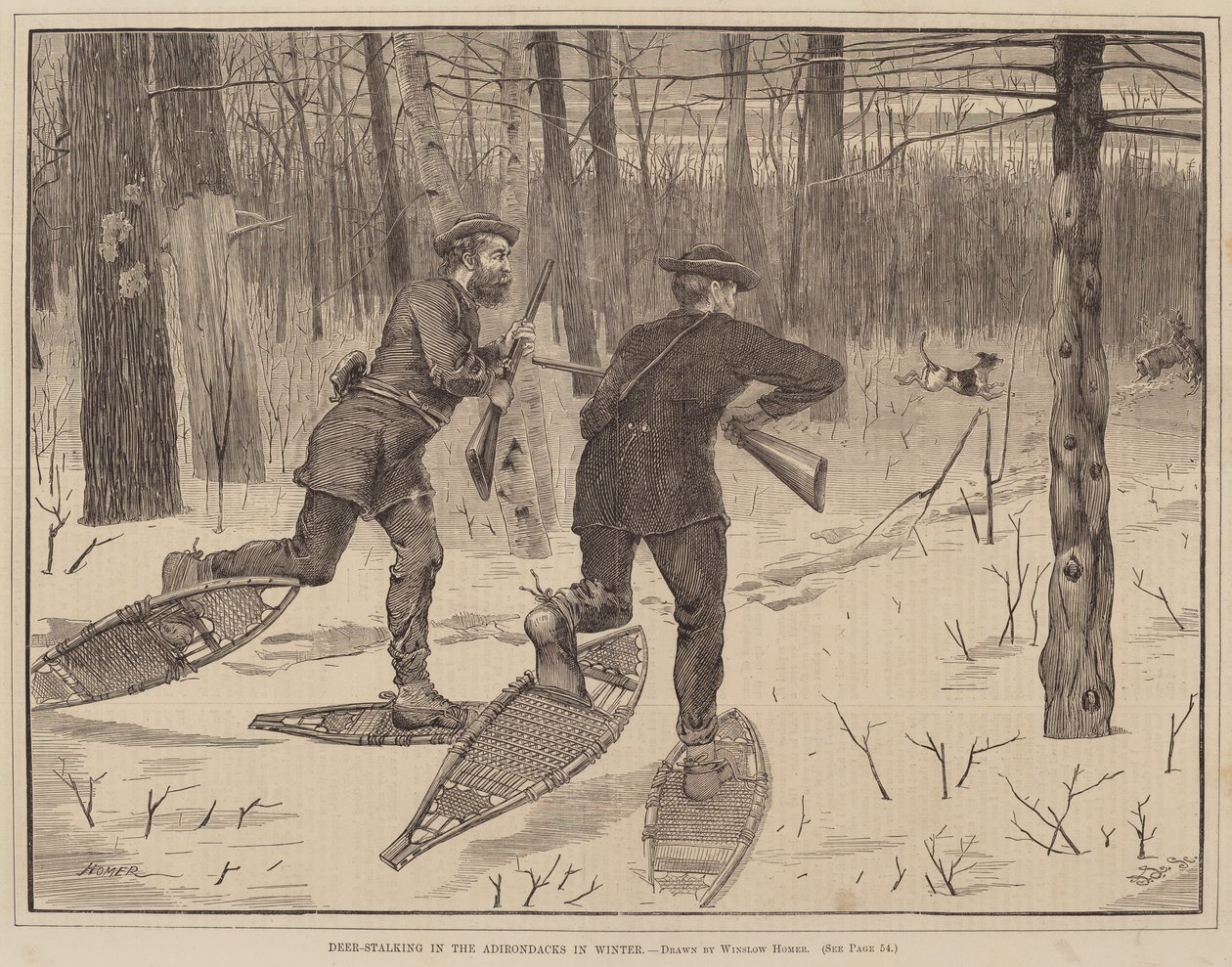 Deer-Stalking in the Adirondacks in Winter, opublikowane w 1871 r. autorstwa Winslow Homer