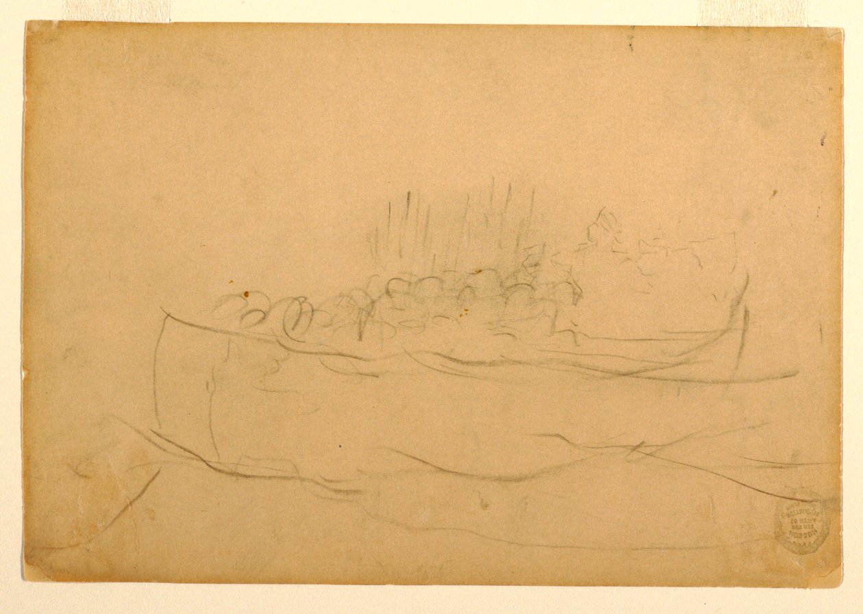Rysunek, Dory wypełniona mężczyznami, 1881-82 autorstwa Winslow Homer