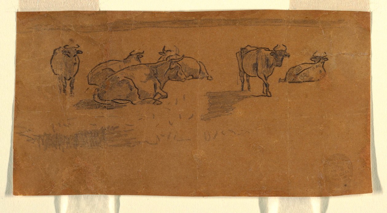 Rysunek, Krowy na pastwisku, ok. 1872 r. autorstwa Winslow Homer
