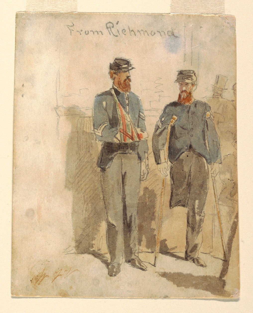 Rysunek "Z Richmond"; Dwóch rannych żołnierzy, 1862 r. autorstwa Winslow Homer