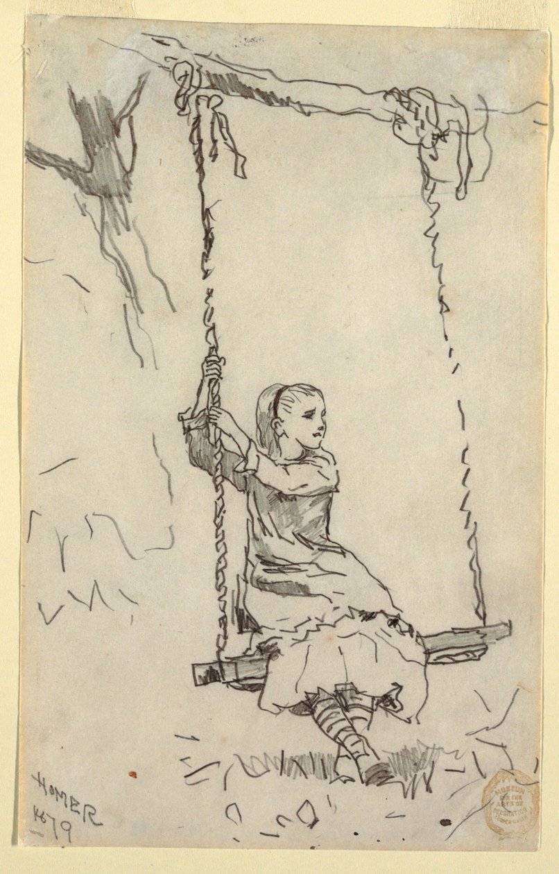 Rysunek Dziewczyna na huśtawce, 1879 r. autorstwa Winslow Homer