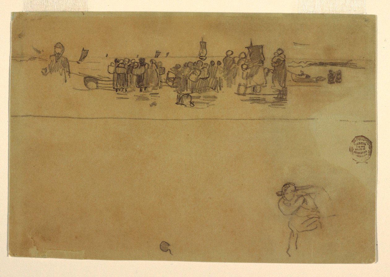 Rysunek, Grupa kobiet na plaży, Cullercoats, Anglia, 1881-82 autorstwa Winslow Homer