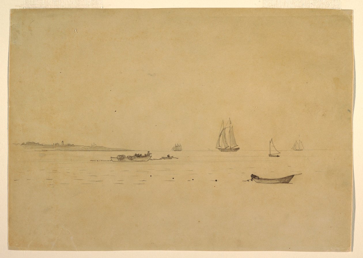 Rysunek przedstawiający punkt lądu z latarnią morską, ok. 1880 r. autorstwa Winslow Homer