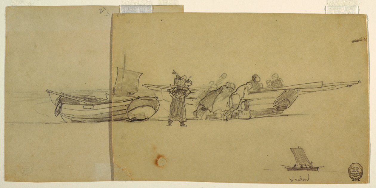 Rysunek, część kutra rybackiego, Anglia, 1881-82 autorstwa Winslow Homer