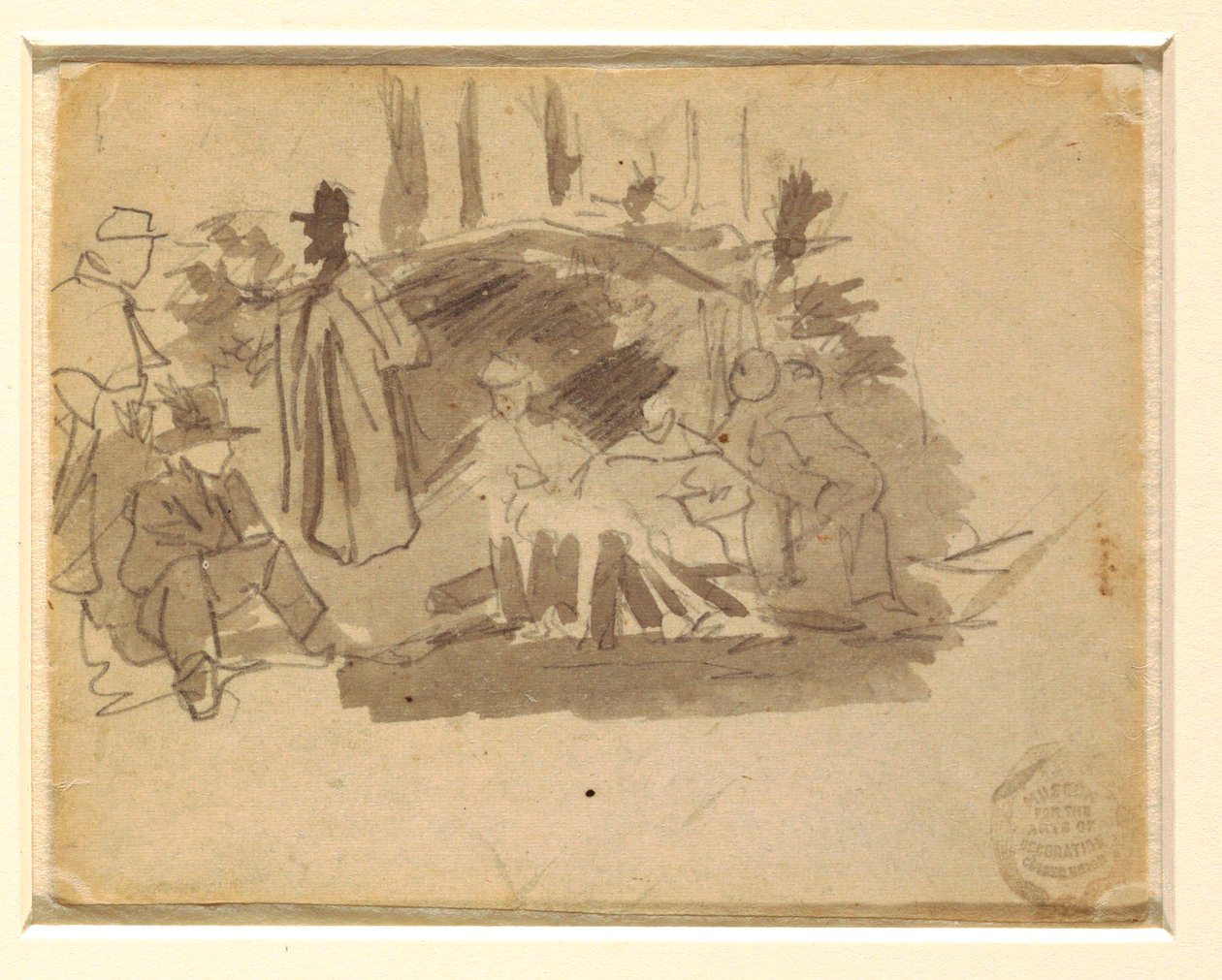 Rysunek, Biwakujący żołnierze, 1862 r. autorstwa Winslow Homer
